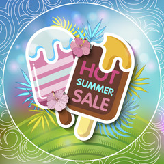 Summer sale background with tropical palm leaves_24