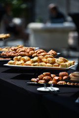 Table full with fresh pastry products