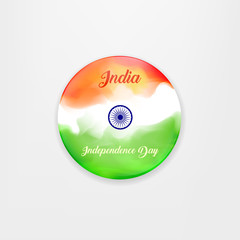 Made in India. illustration of banner and badge for colorful India. Indian Independence Day concept background with Ashoka wheel. Illustration.
