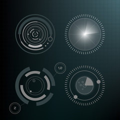 Technological HUD elements, futuristic interface virtual reality. Infographic elements. Head-up display elements for the web and app. Futuristic user interface. Virtual graphic.