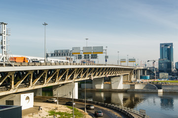 Fragment of Moscow-City - International Business Center, Moscow , Russia.
