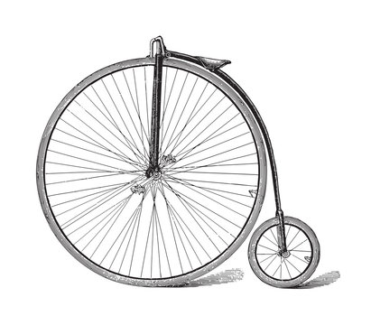 Old high wheel bicycle / vintage illustration 