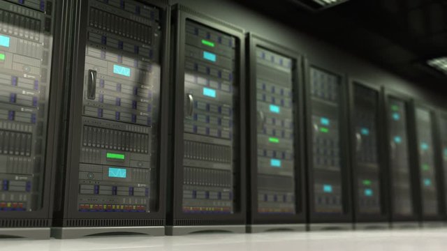 3d animation of server room camera panning