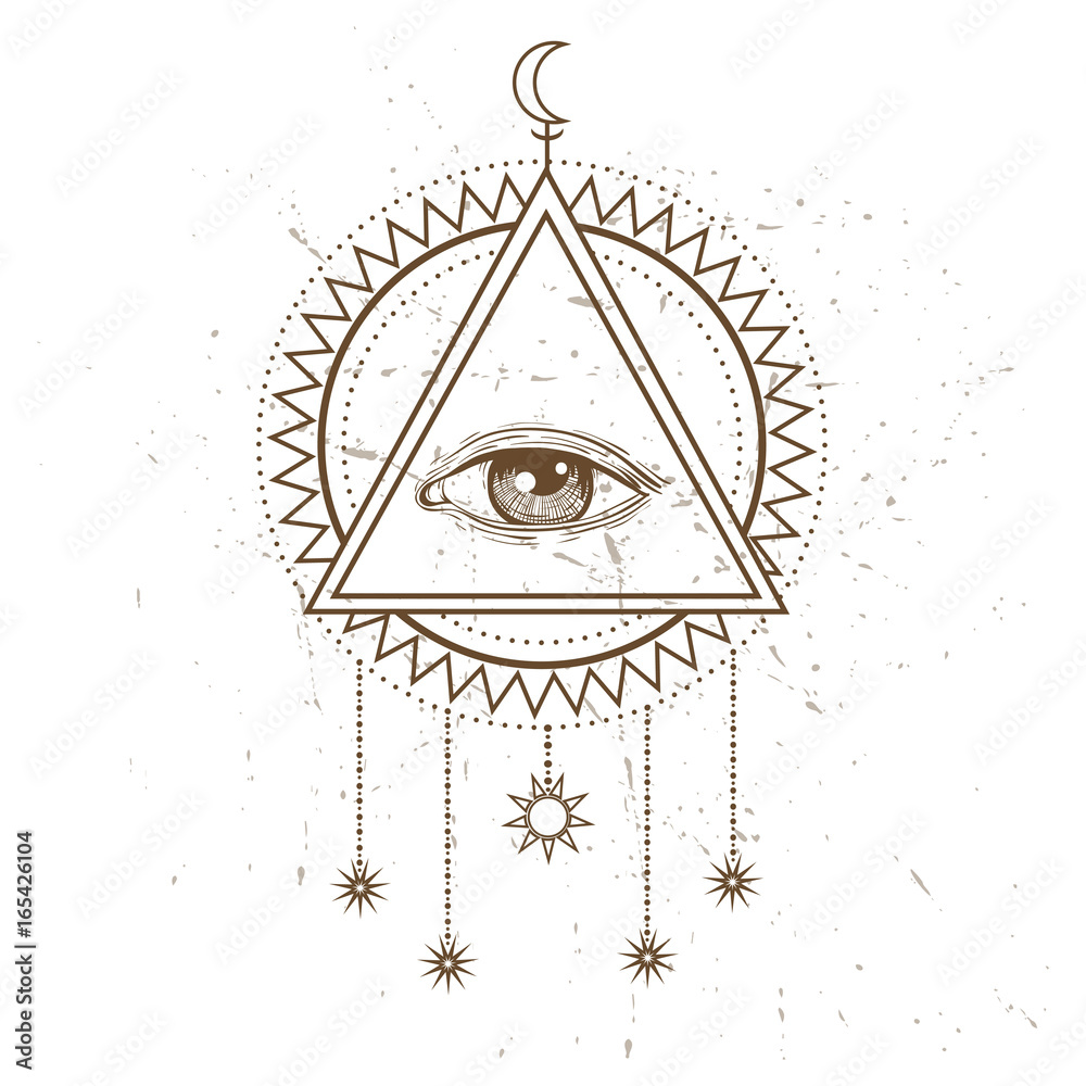 Wall mural eye of providence. masonic symbol. all seeing eye inside triangle pyramid. new world order. sacred g