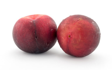Red peach, isolated on white background