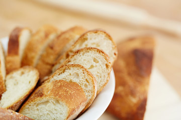 Fresh sliced bread for breakfast