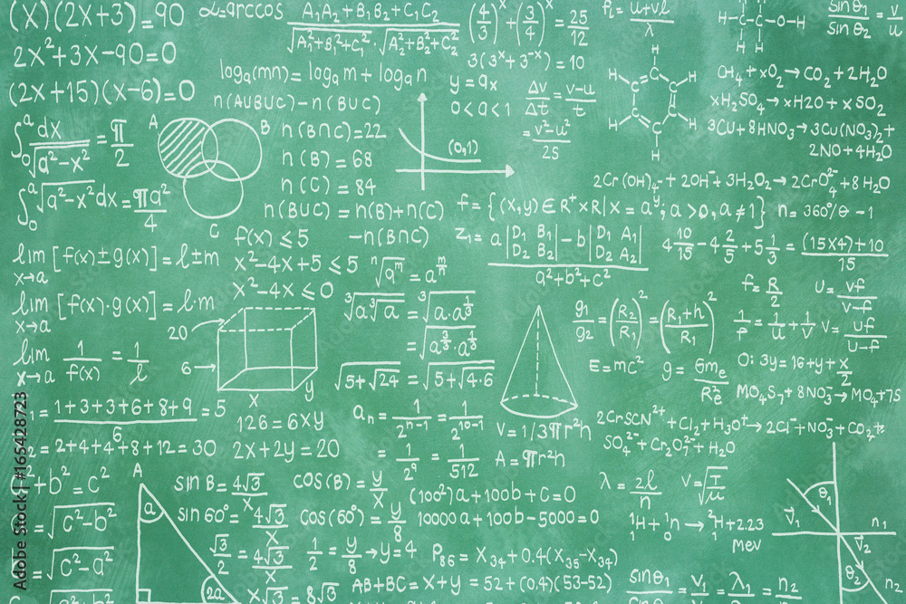 Sticker green blackboard with math formula