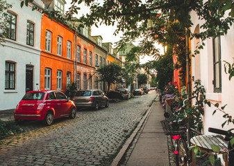 Colorful houses on a sunny street