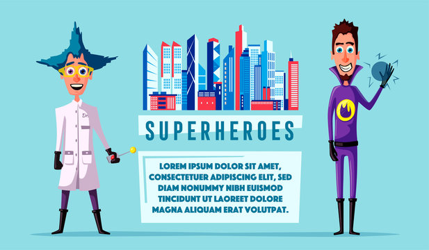 Set of superhero. Cartoon vector illustratration.