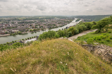 Fototapeta na wymiar Large view of Namur from the top of the citadel