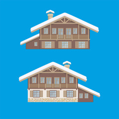The image of a chalet. Vector clip arts set.