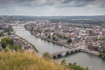 Fototapeta premium Bridges over the Meuse at Namur, seen from the citadel