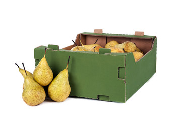 Box of Pears Isolated On White Background