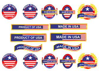 Icon and country logo infographic. Made in USA. Vector EPS10