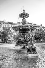 The fountains at Rossio Square in Lisbon - LISBON / PORTUGAL - JUNE 17, 2017
