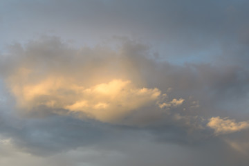 The cloud illuminated at the sunset.