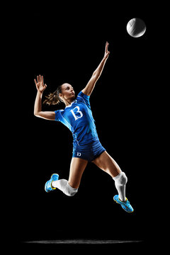 Girl Spiking Volleyball Clipart Vector
