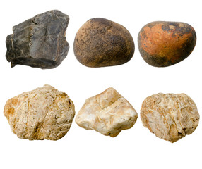 Set of stones isolated on white background