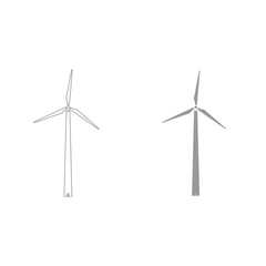 Wind turbine grey color set icon .