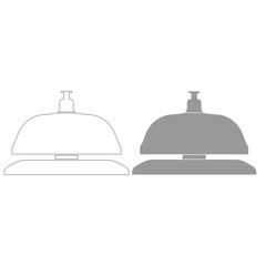 Reception bell grey color set icon .