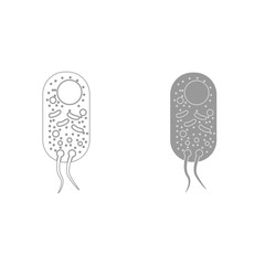 Bacteria grey color set icon .
