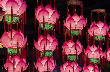 Red Chinese Lotus shaped Lantern