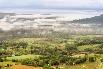 Naklejka premium Landscape misty,Fantastic dreamy sunrise on the mountains, Mount