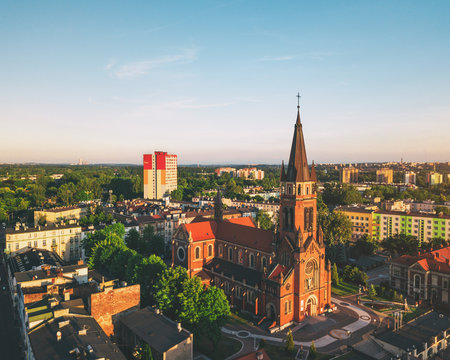 Sosnowiec Katedra Wniebowzięcia NMP z powietrza
