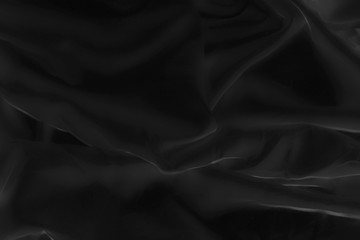 black cloth background abstract with soft waves.