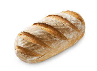 Baguette loaf with checkered crust isolated