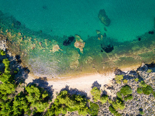 Aerial view of beautiful tropical sandy beach