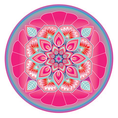 Colorful red and blue flora patterns