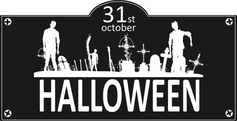 Halloween Rubber Stamp. Flat vector.