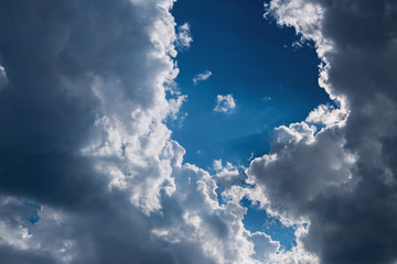 Blue sky with clouds. Nature background.