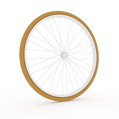 bicycle wheel on isolated white in 3D rendering
