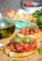 Bruschetta with tomato and basil