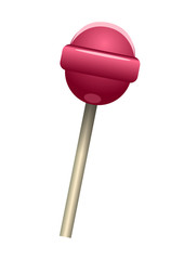 a isolated strawberry lollipop candy. Vector Illustration