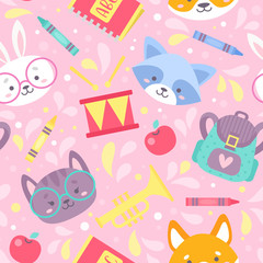 School seamless pattern for children