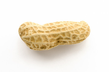 Macro closeup of Peanuts, isolated on white background