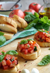 Bruschetta with tomato and basil