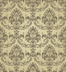 Wallpaper in the style of Baroque. Seamless paisley, vector indian floral ornament background, damask pattern. Boho apparel art, design back for fabric, papper and more.