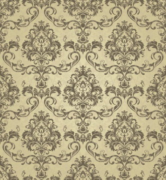 Wallpaper in the style of Baroque. Seamless paisley, vector indian floral ornament background, damask pattern. Boho apparel art, design back for fabric, papper and more.