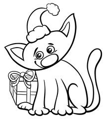 cat on Christmas time coloring book