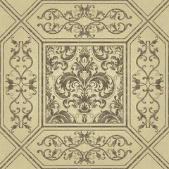 Traditional ornate portuguese decorative tiles azulejos. Vintage pattern. Abstract background. Vector hand drawn illustration.