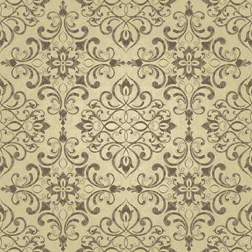 Damask Flourish motif vector pattern. Gold color.