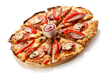 Pizza on white background