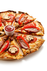 Pizza on white background