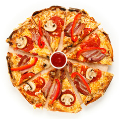Pizza on white background