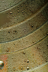 Colorful, rainbow, abstract background. Water drops. Condensate. Texture of glass. Parallel lines. Wallpaper.