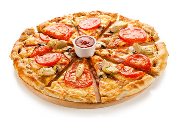 Pizza on white background